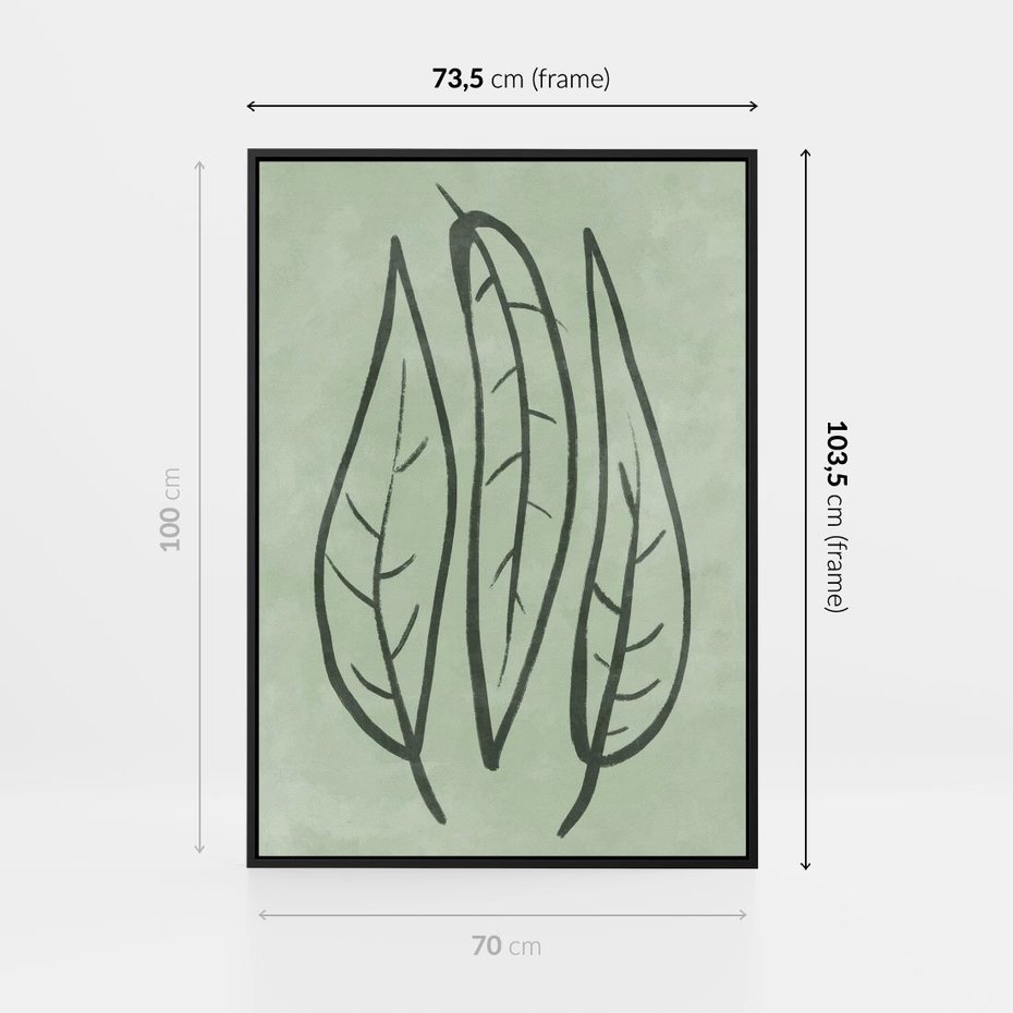 Obraz w ramie 70x100 - Energetyczne Ekspresje Natury - zielony plakat, roślinne motywy - rama czarna