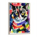 Obraz w ramie 50x70 - Koci Przyjaciel - abstrakcyjny obraz, akwarela - rama drewno