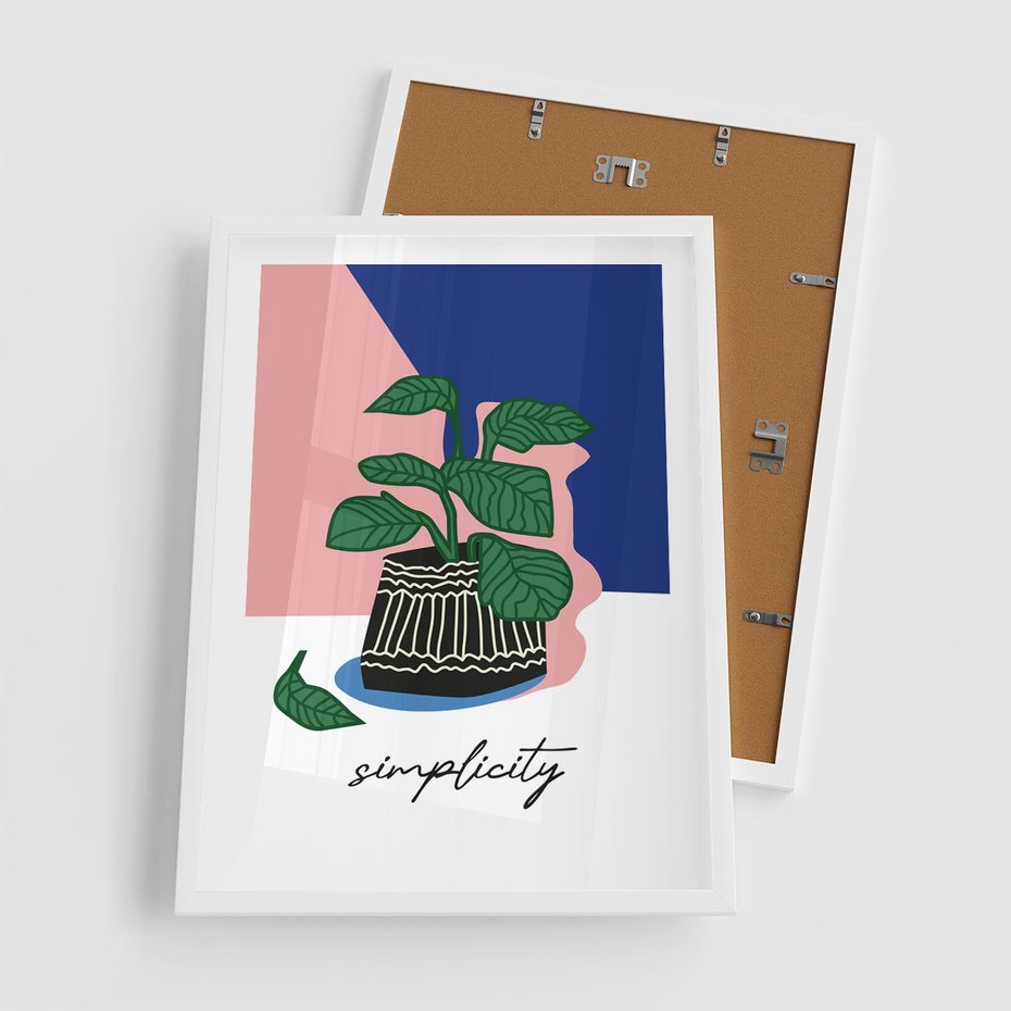 Plakat w ramie 50x70 - Tajemnicze Wibracje - tygrys, kwiaty - rama biała