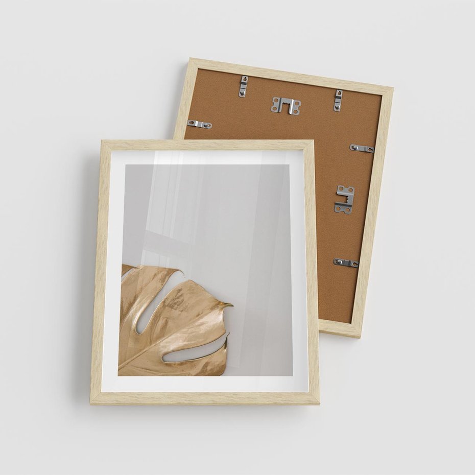 Plakat w ramie 40x50 - Natury Szlachetność - złote, liście - rama drewno