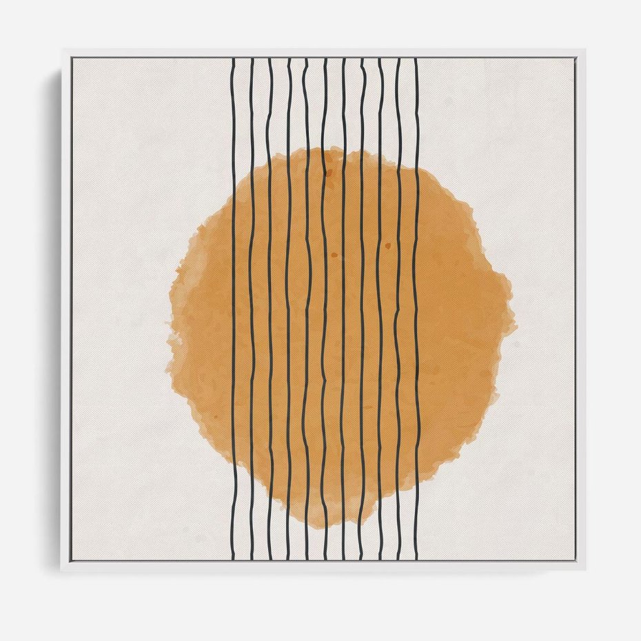 Obraz w ramie 80x80 - Taniec Emocji - abstrakcyjne akwarelowe plamy, nieregularne kreski - rama biała