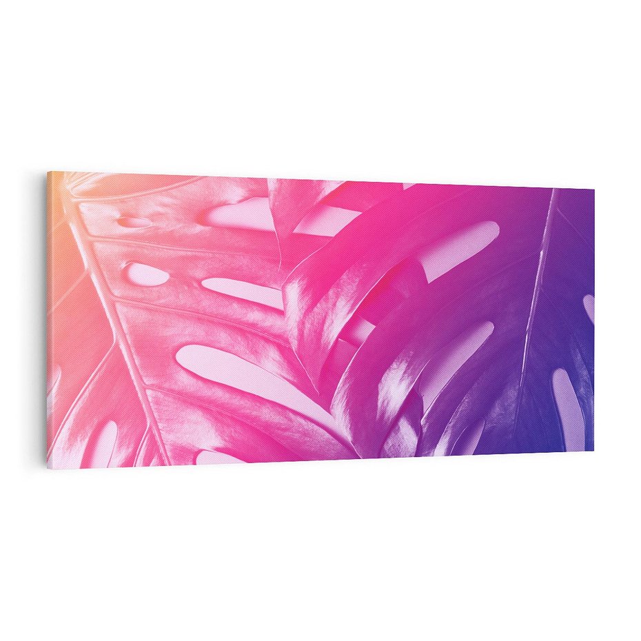 Obraz na płótnie 140x70 - Monstera Kwiaty Liście - monstera, kwiaty