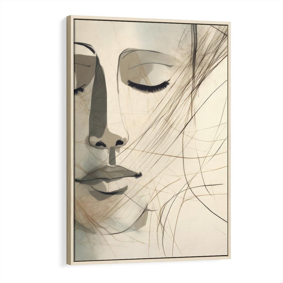 Obraz w ramie 70x100 - Tylko Zamknij Oczy - twarz kobiety, zamknięte oczy - rama drewno