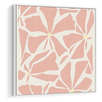 Obraz w ramie 80x80 - Akwarelowe Promienie - abstrakcyjne boho kwiaty, kompozycja - rama biała