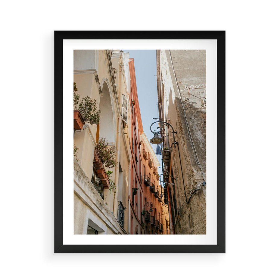 Plakat w ramie 50x70 - Włoskie uroki - włoskie, uliczki - rama czarna