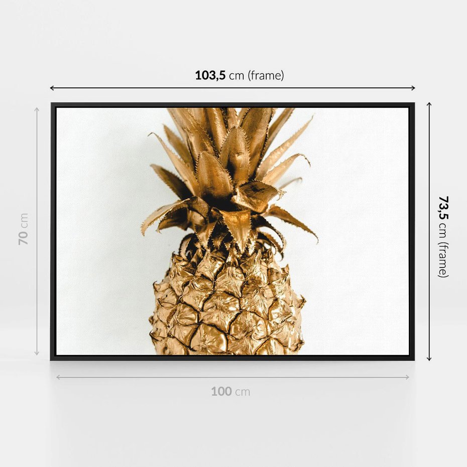 Obraz w ramie 100x70 - Ekskluzywny Akcent - złoty, ananas - rama czarna