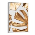 Obraz w ramie 80x120 - Siła Natury - złote, liście - rama biała