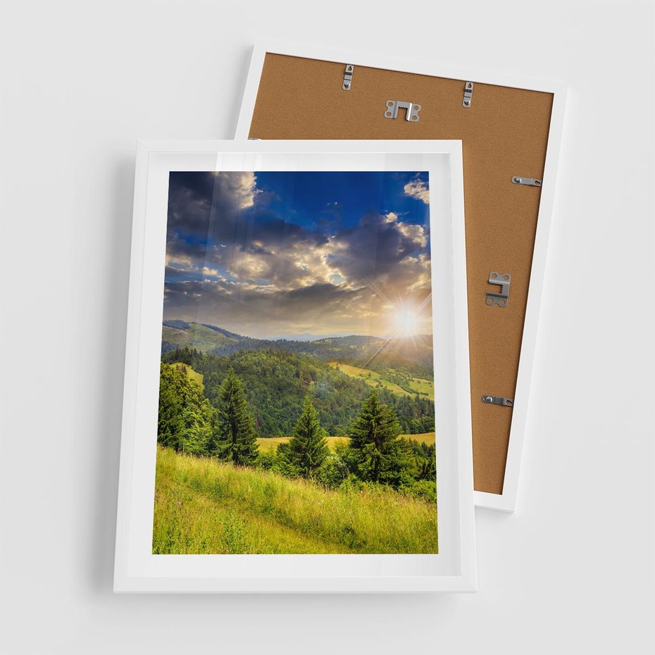 Plakat w ramie 50x70 - Pejzaż w perspektywie - pejzaż, perspektywa - rama biała
