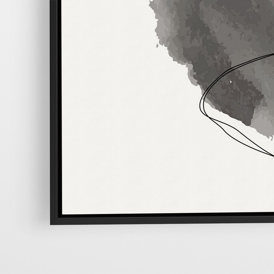 Obraz w ramie 70x100 - Bezczasowe Rytmy - abstrakcyjne nieregularne plamy, czarny - rama czarna
