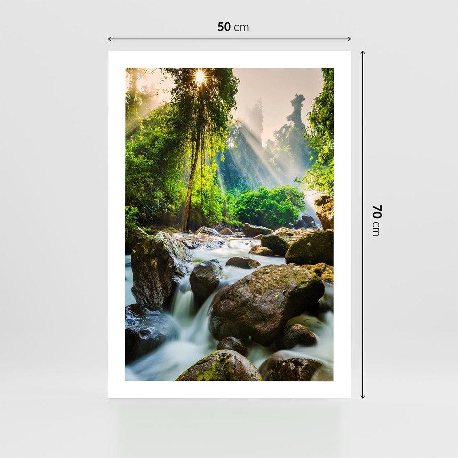 Plakat bez ramy 50x70 - Idylliczny strumyk w urokliwym lesie - strumyk, las