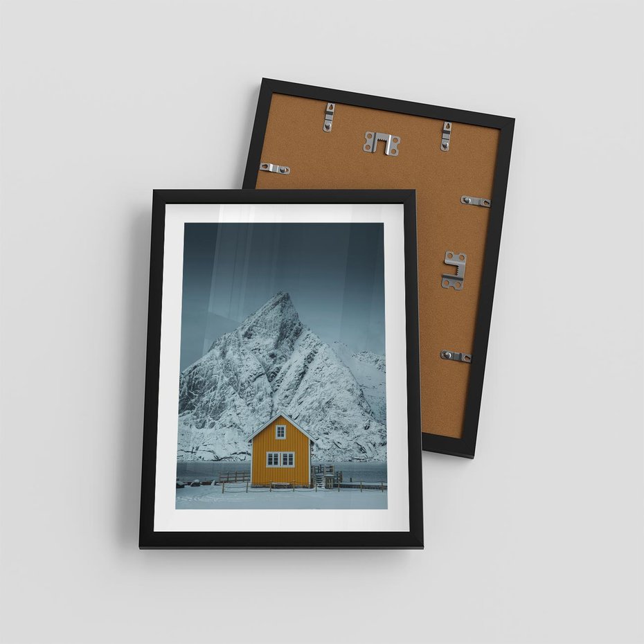 Plakat w ramie 30x40 - Urok Norweskich Domków - Skandynawia, Norwegia - rama czarna