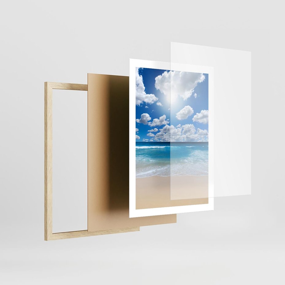 Plakat w ramie 50x70 - Wakacyjna plaża - plaża, wakacje - rama drewno