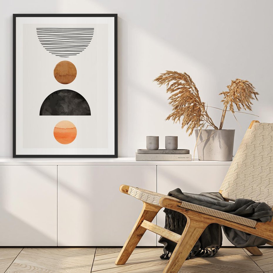 Plakat w ramie 30x40 - Geometryczna Przygoda - nowoczesna grafika, geometria - rama czarna