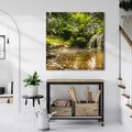 Obraz na płótnie 50x50 - Magia wodospadu w lesie - wodospad, las