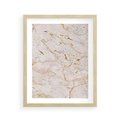 Plakat w ramie 40x50 - Beżowy Marmur i Złoto - marmur, beżowy marmur - rama drewno