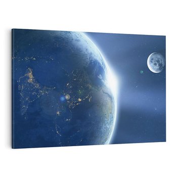 Obraz na płótnie 120x80 - Mistyczne spotkanie - księżyc, ziemia