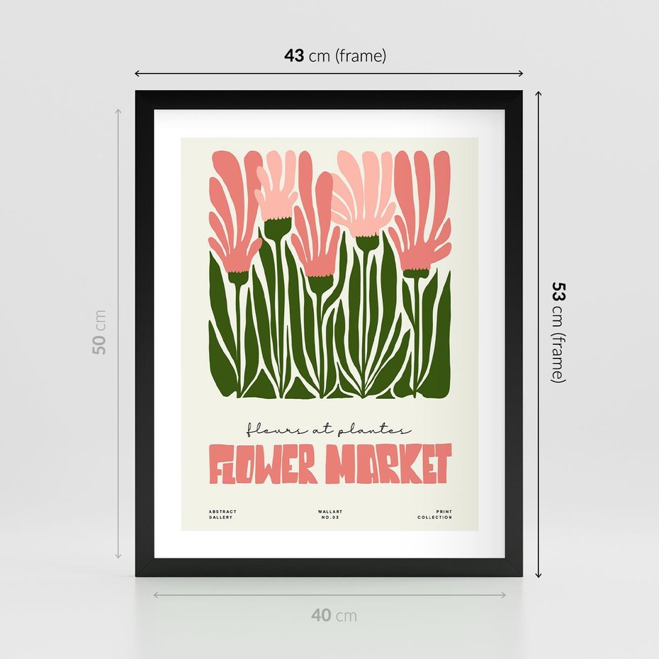 Plakat w ramie 40x50 - Symfonia Kolorowych Kształtów - nowoczesna grafika, kwiatowa kompozycja - rama czarna