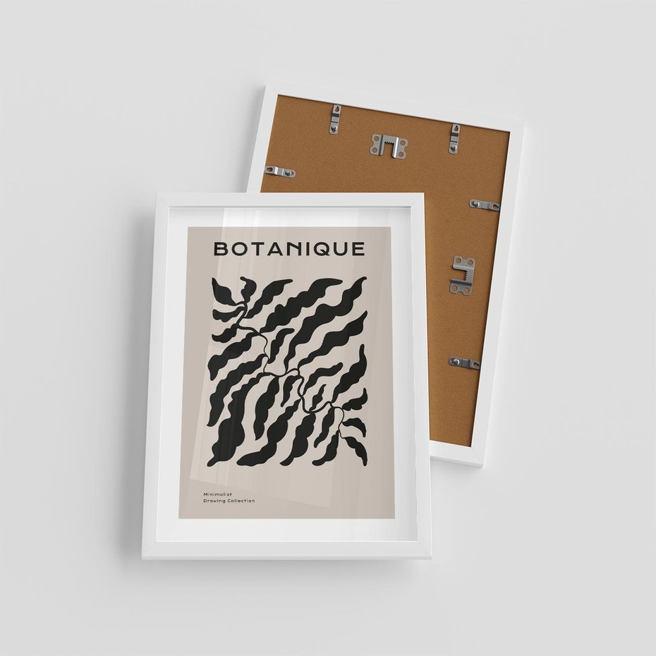 Plakat w ramie 30x40 - Księga Odbić - abstrakcyjne liśćie, roślinne motywy - rama biała