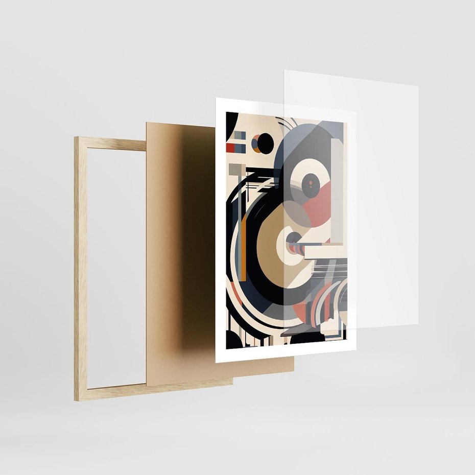 Plakat w ramie 50x70 - Wibracje Marzeń - abstrakcyjny obraz, geometryczne koła - rama drewno