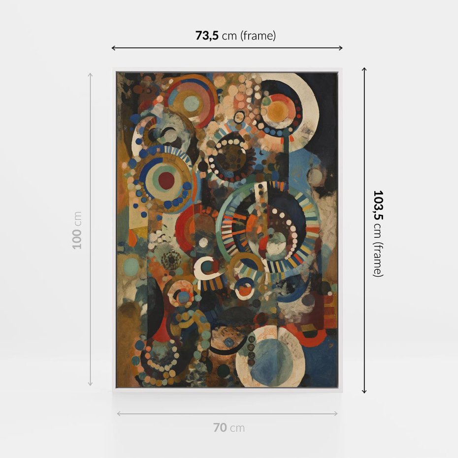 Obraz w ramie 70x100 - Podróżne Wizje Aberracji - abstrakcyjny obraz, mnogość kolorów - rama biała