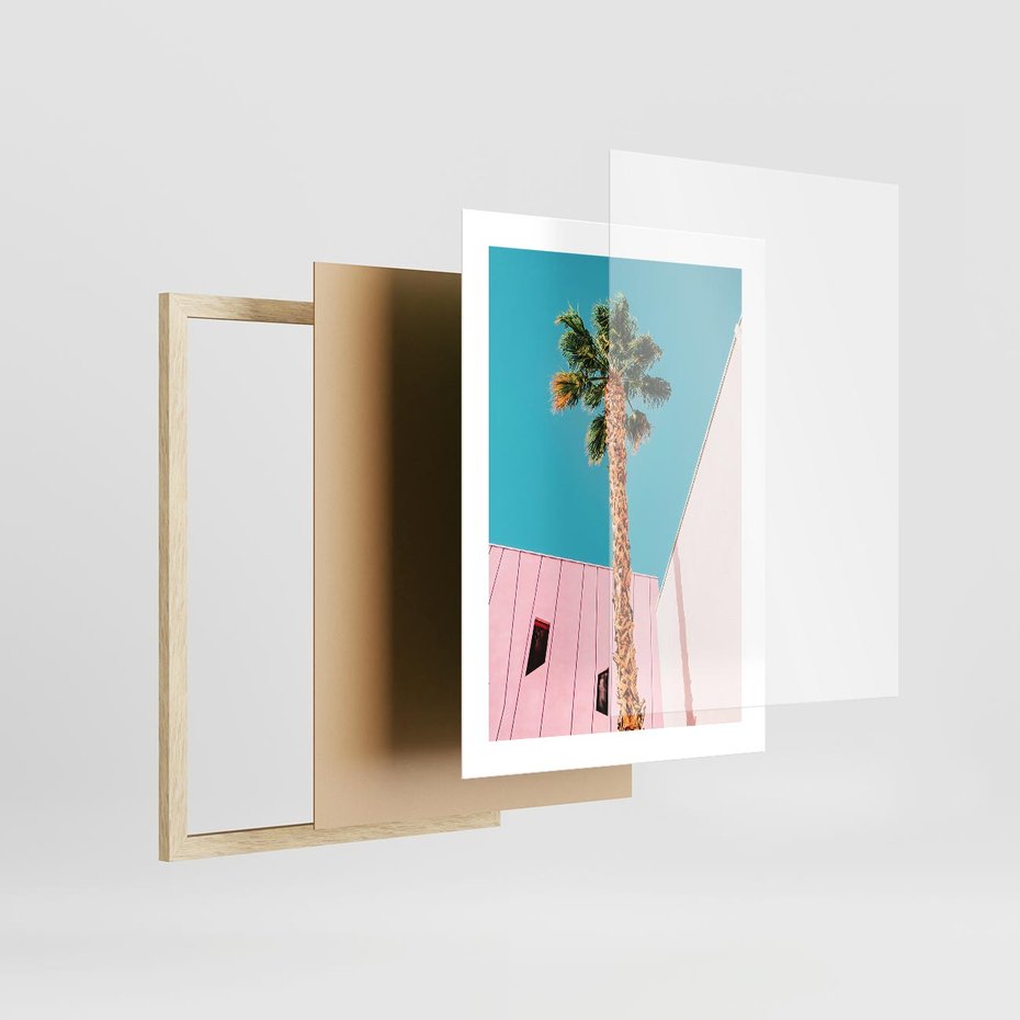 Plakat w ramie 30x40 - Palma w Miami - palma, miami - rama drewno