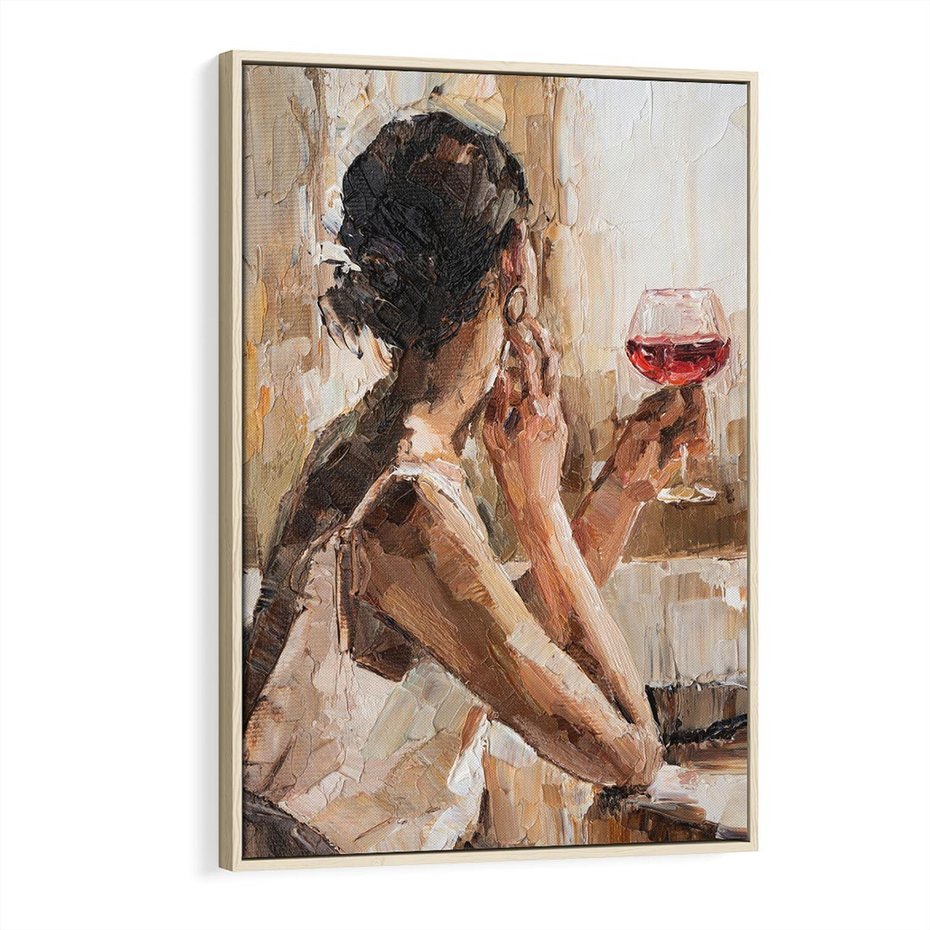 Obraz w ramie 80x120 - Wibracje - portret, kobieta - rama drewno