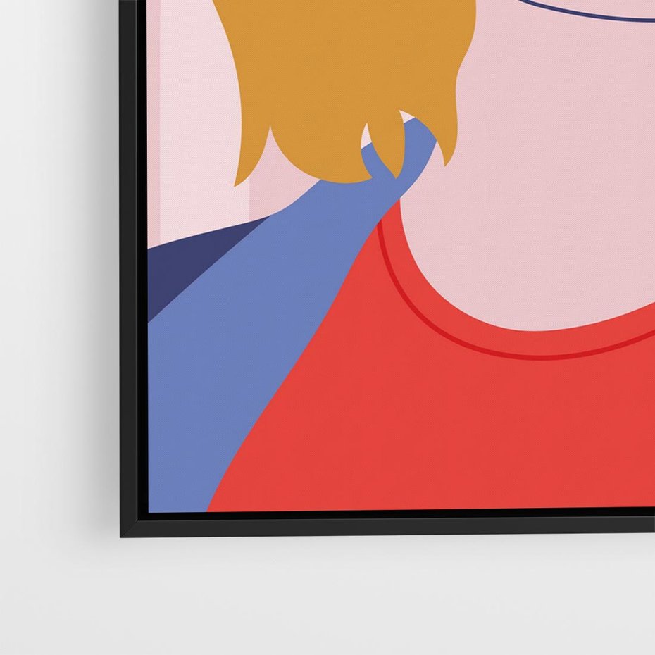 Obraz w ramie 50x50 - Kobieca Ekspresja - nowoczesny plakat, styl retro - rama czarna