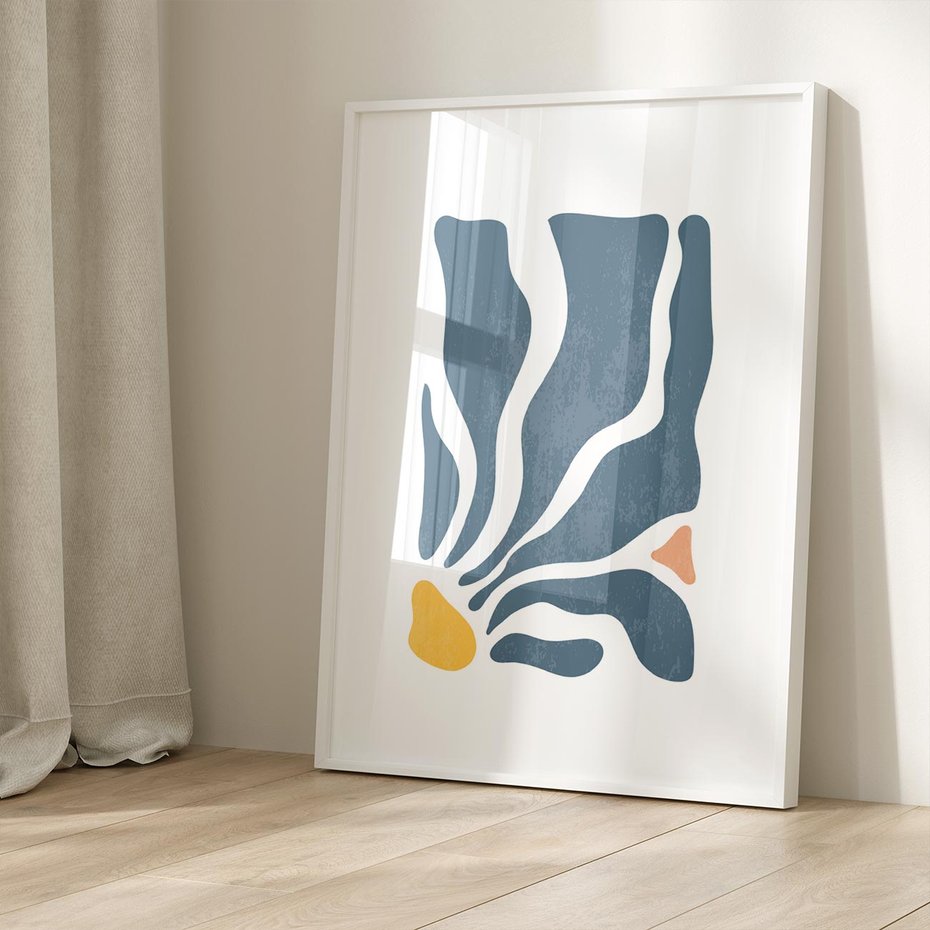 Plakat w ramie 30x40 - Szkice Kwiatowych Promieni - nowoczesna kwiatowa grafika, styl retro - rama biała