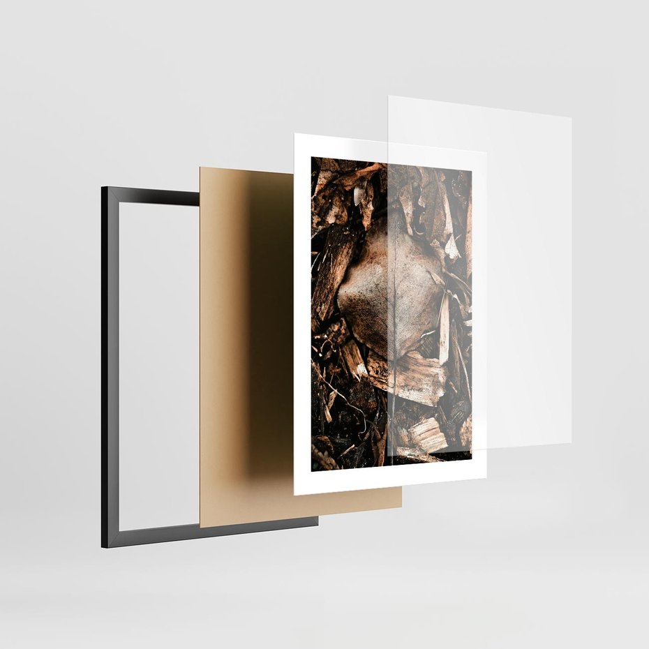 Plakat w ramie 30x40 - Samotny Liść - liść, brąz - rama czarna