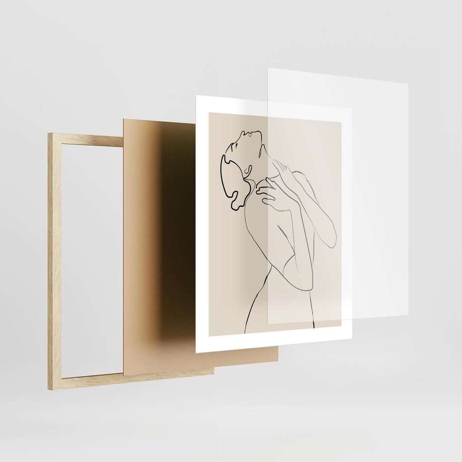Plakat w ramie 40x50 - Bezkresny Taniec - kobieta, szkic - rama drewno