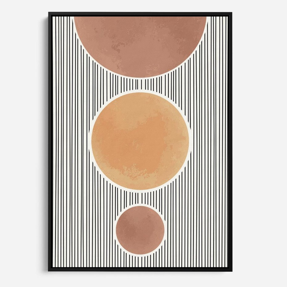 Obraz w ramie 50x70 - Taniec Linii - abstrakcyjna nowoczesna sztuka, koła okręgi - rama czarna