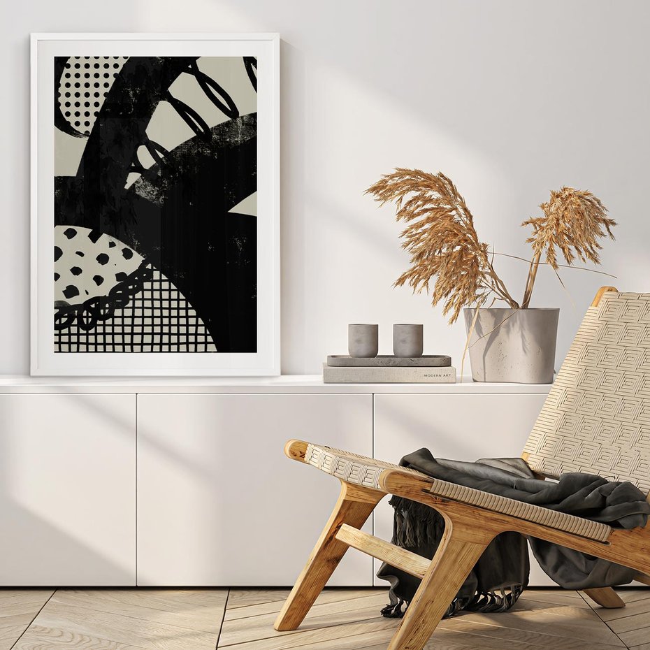 Plakat bez ramy 21x30 - Nieznanie Zaskoczenia - bstrakcyjna mroczna kompozycja, nieregularne