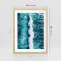 Plakat w ramie 30x40 - Błękitna Siła Oceanu - fale, ocean - rama drewno
