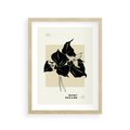 Plakat w ramie 30x40 - Ekspresja w szkicowanych kształtach - kwiaty, typografia - rama drewno
