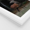 Plakat w ramie 50x70 - Spotkanie z naturą - jeleń, las - rama biała