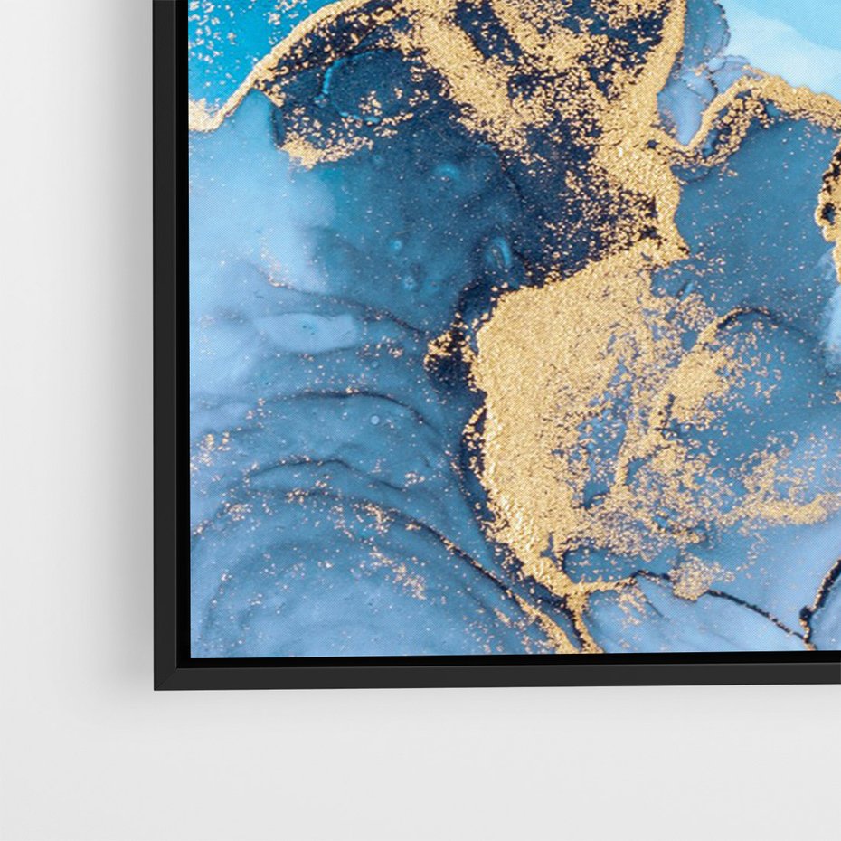 Obraz w ramie 50x70 - Elegancja i Wyrafinowanie - marmur, złoto - rama czarna