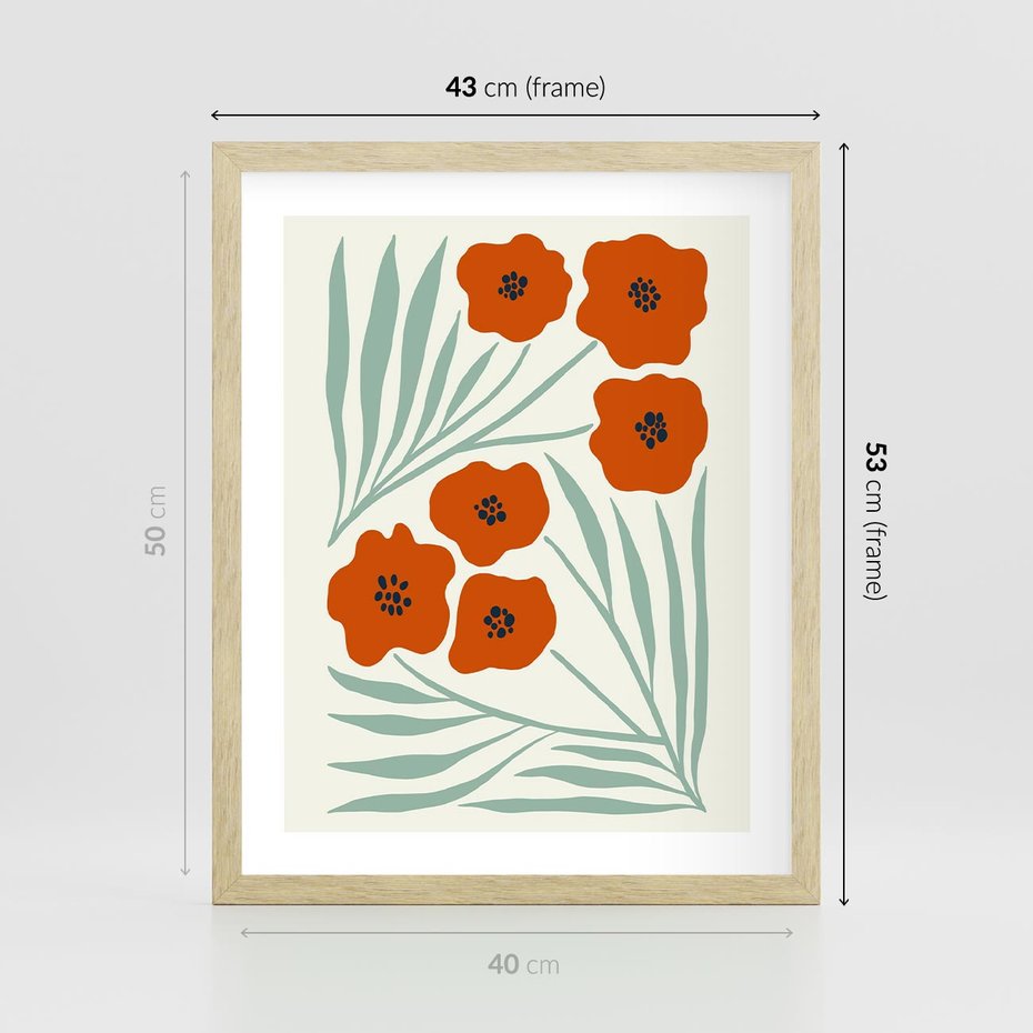 Plakat w ramie 40x50 - Makowe Odkrycie - czerwone kwiaty, maki - rama drewno