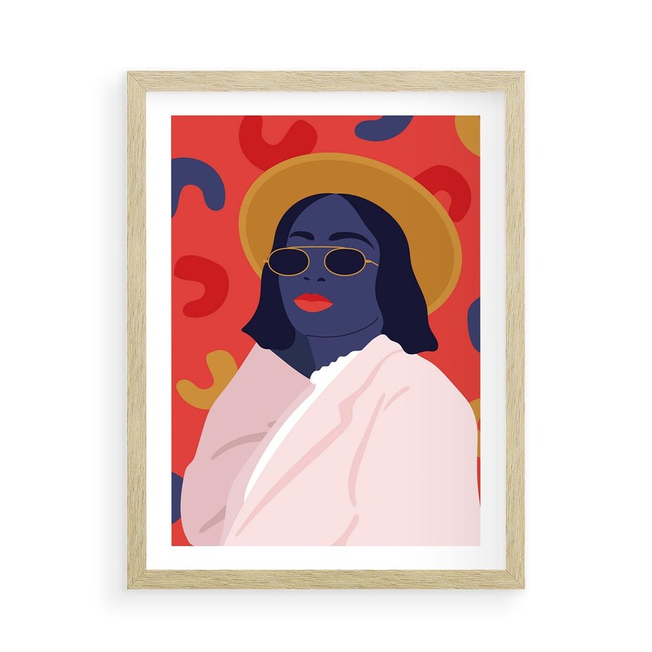 Plakat w ramie 50x70 - Kobieca Przenikliwość - nowoczesny plakat, styl retro - rama drewno