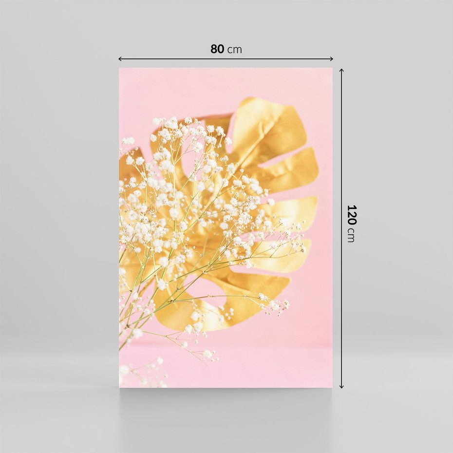 Obraz na płótnie 80x120 - : Elegancja w Złocie - złote, liście