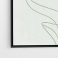 Obraz w ramie 50x50 - Zielona Równowaga Linii - abstrakcyjne delikatne zielone linie, nowoczesny plakat - rama czarna