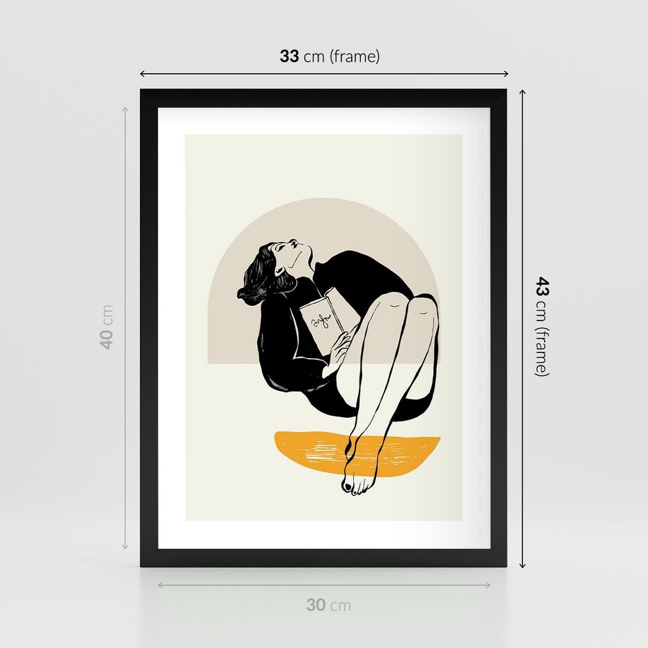 Plakat w ramie 30x40 - Kształt Kobiecego Portretu - grafika, kobieta - rama czarna