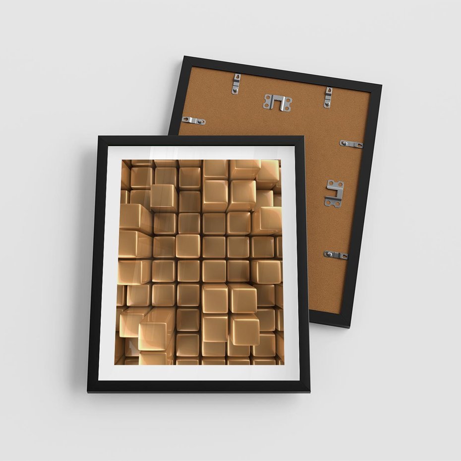 Plakat w ramie 40x50 - Błyszcząca Elegancja - złoto, 3d - rama czarna