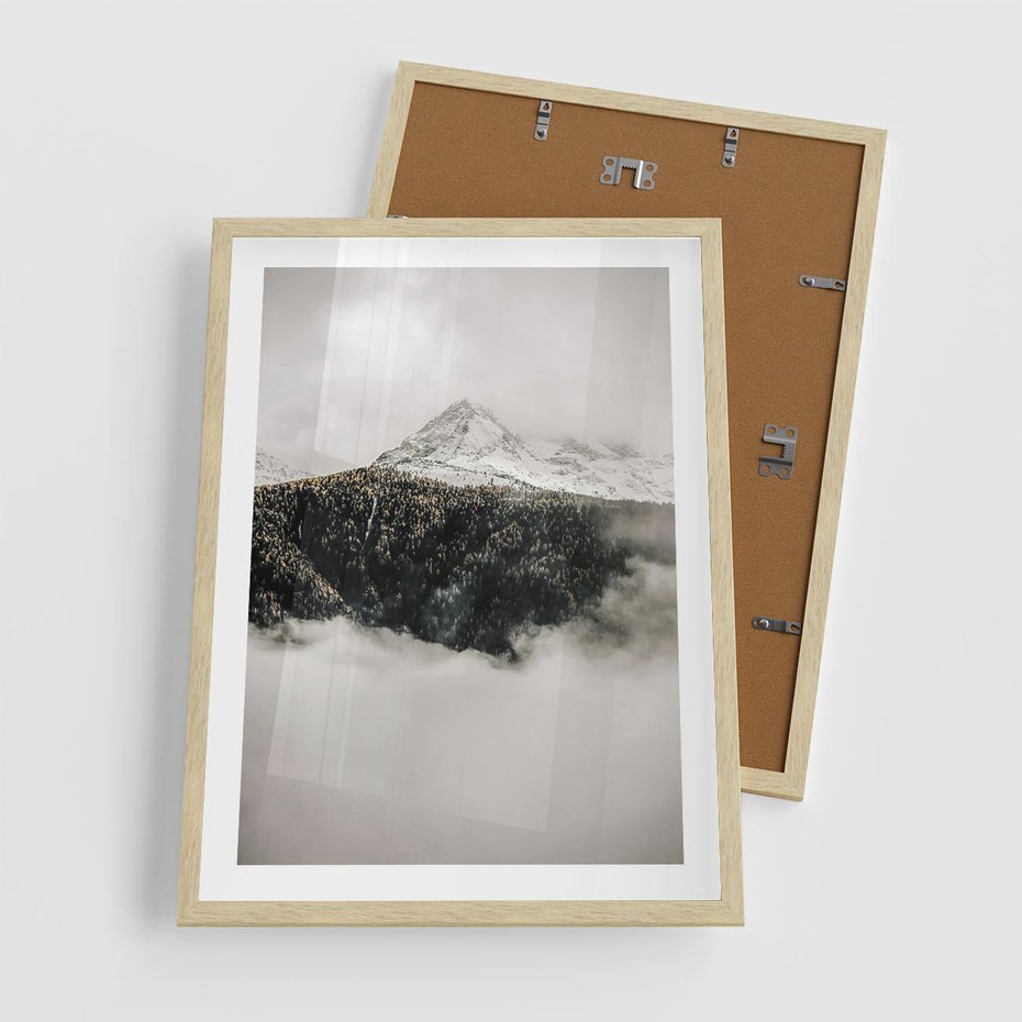 Plakat w ramie 50x70 - Zimowa Wielkość - górski krajobraz, zima w górach - rama drewno