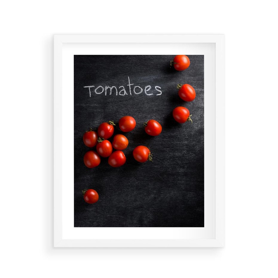 Plakat w ramie 40x50 - Świeżość Smaku - pomidory, kuchnia - rama biała