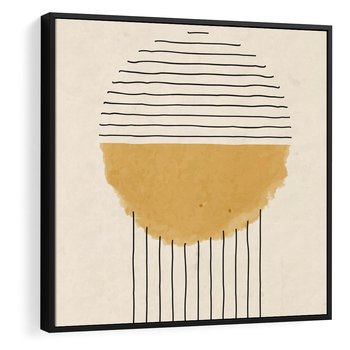 Obraz w ramie 50x50 - Podróżne Kreski - akwarelowa plama, geometryczne szkicowane kształty - rama czarna