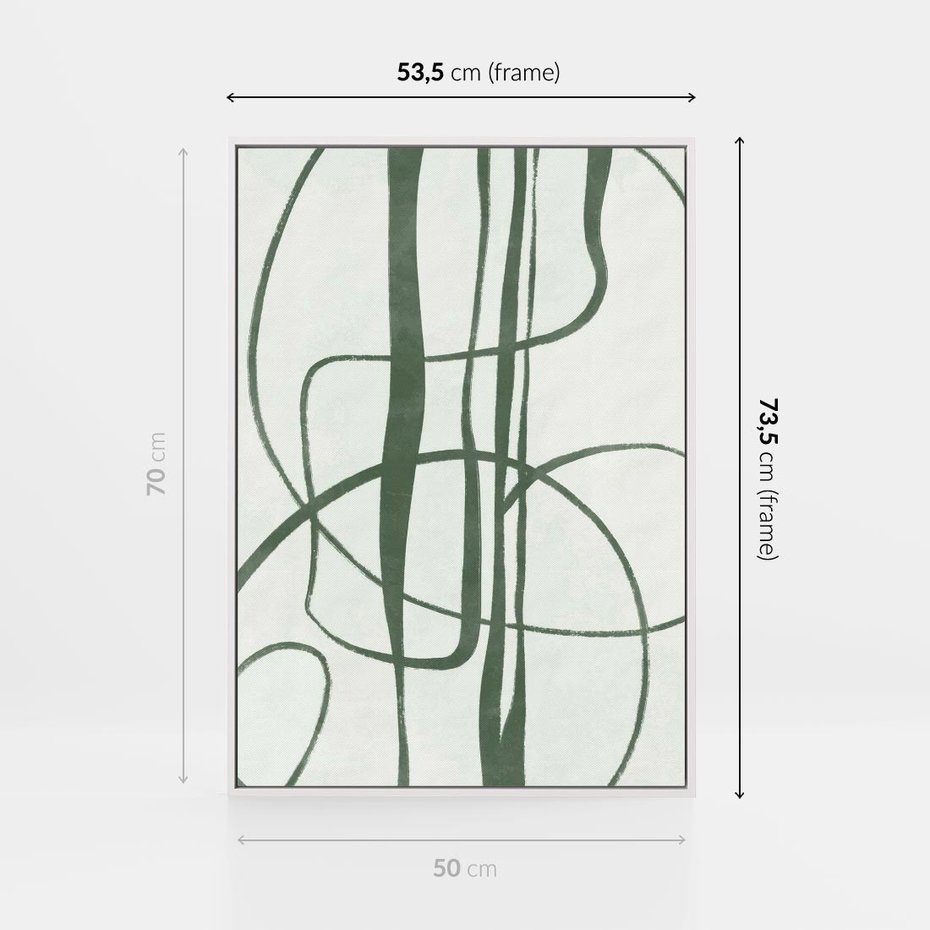 Obraz w ramie 50x70 - Zielony Spokój - zielona abstrakcja, spokojny plakat - rama biała