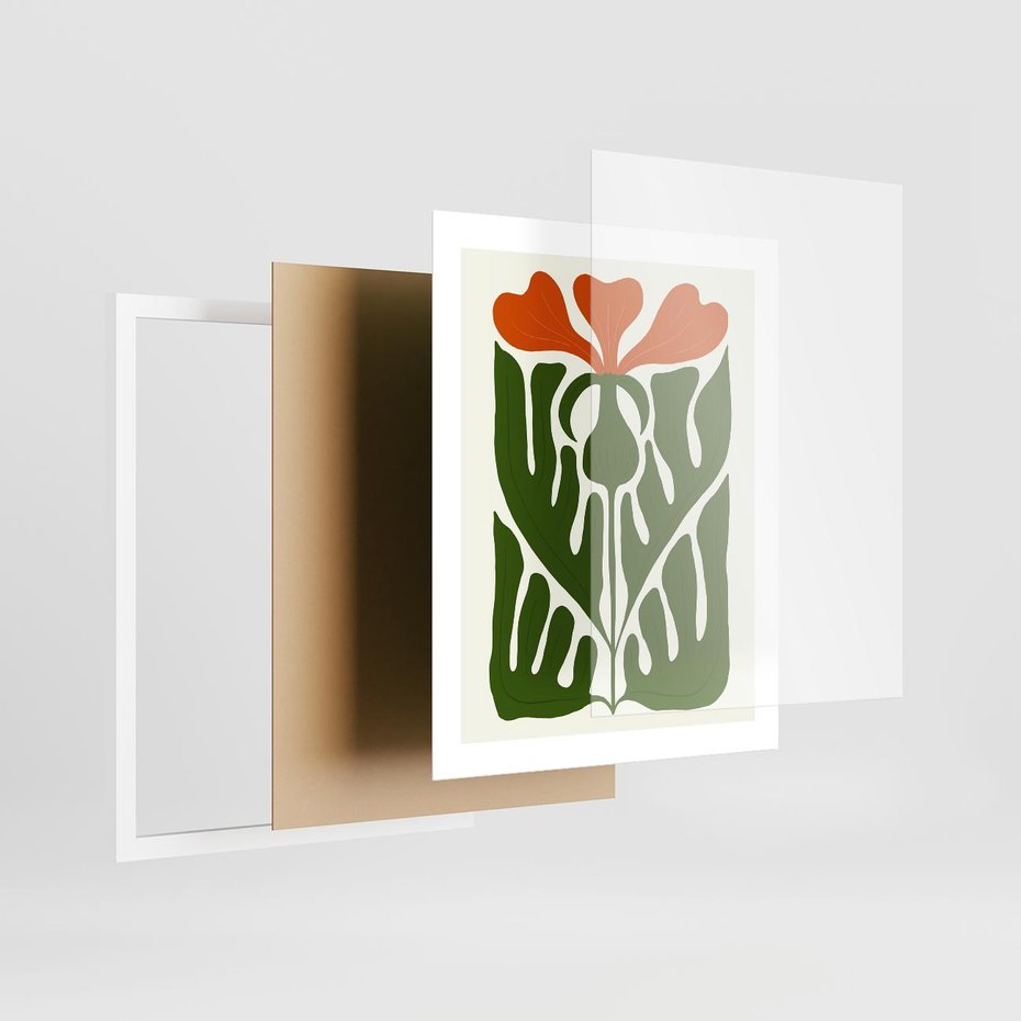 Plakat w ramie 40x50 - Minimalistyczny Urok Kwiatu - kwiat, sztuka nowoczesna - rama biała