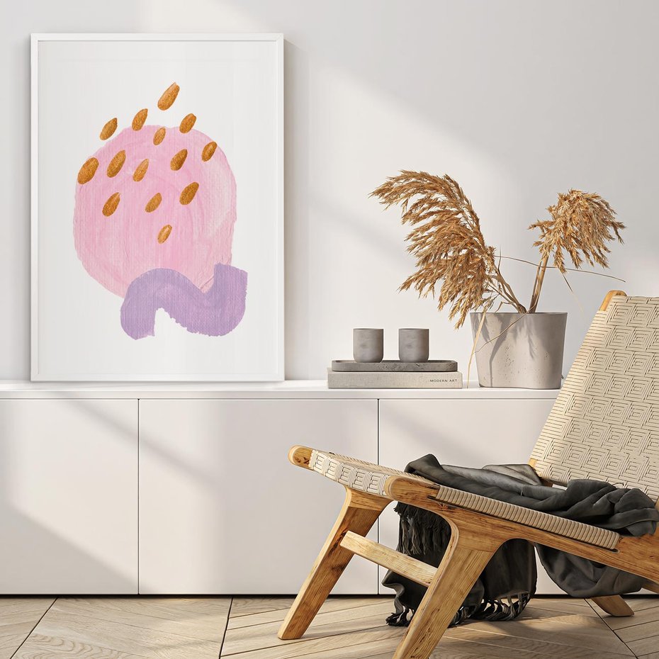 Plakat bez ramy 21x30 - Migoczące Pastelowe Kształty - akwarela, minimalizm