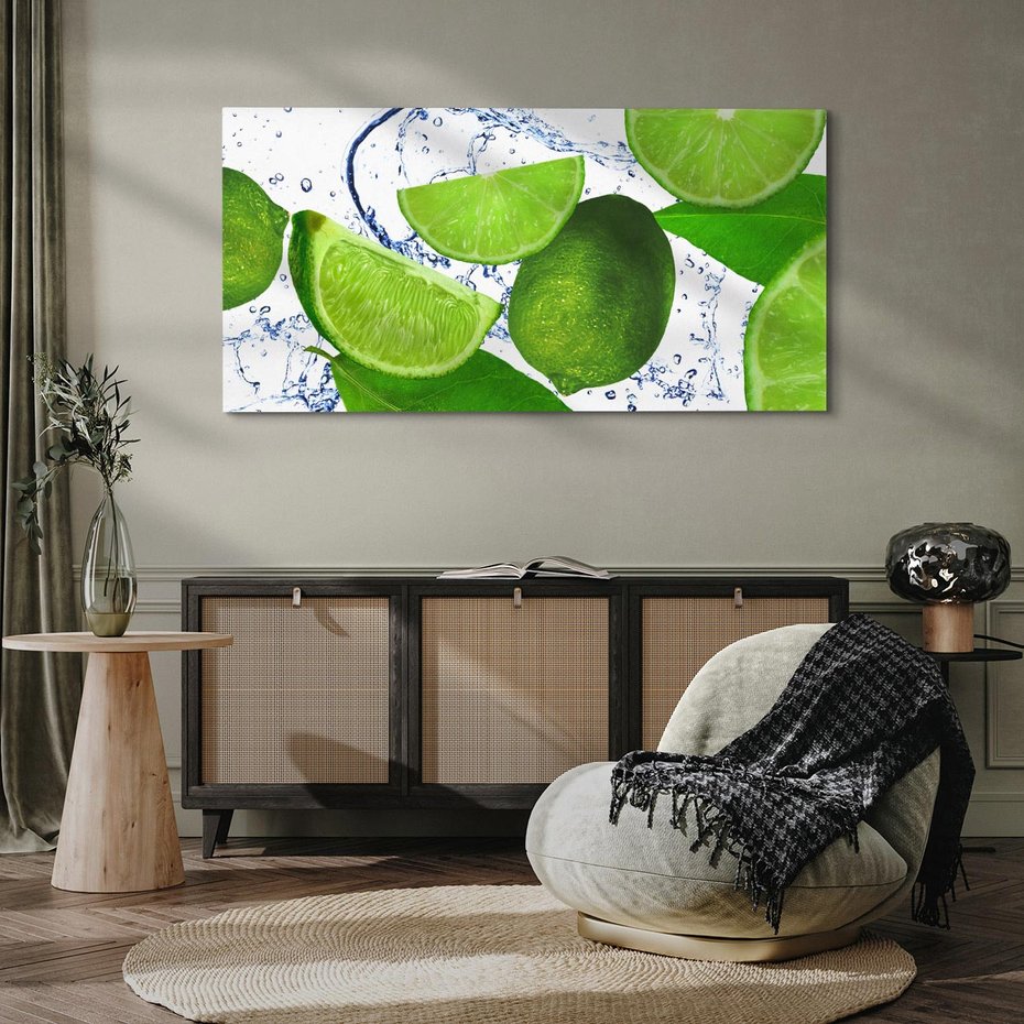 Obraz na płótnie 120x60 - Świeże limonki - limonki, woda