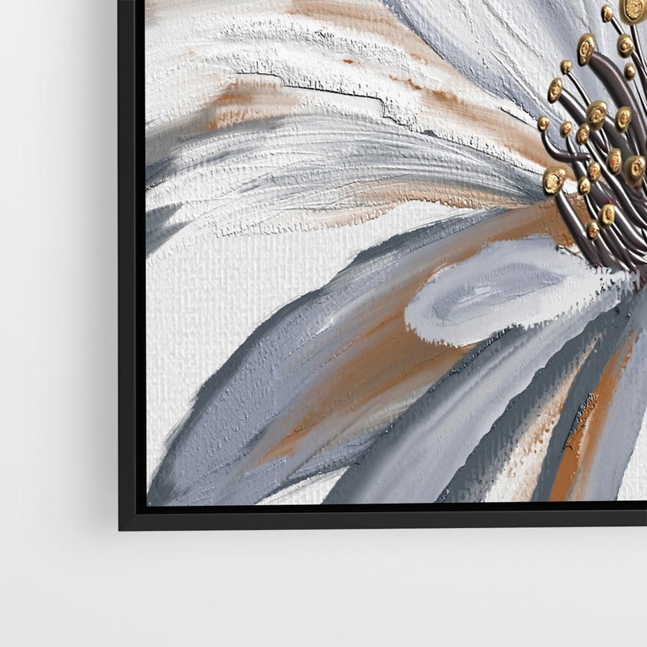 Obraz w ramie 50x50 - Olejne kwiaty - wyraz emocji - kwiaty, malowane - rama czarna